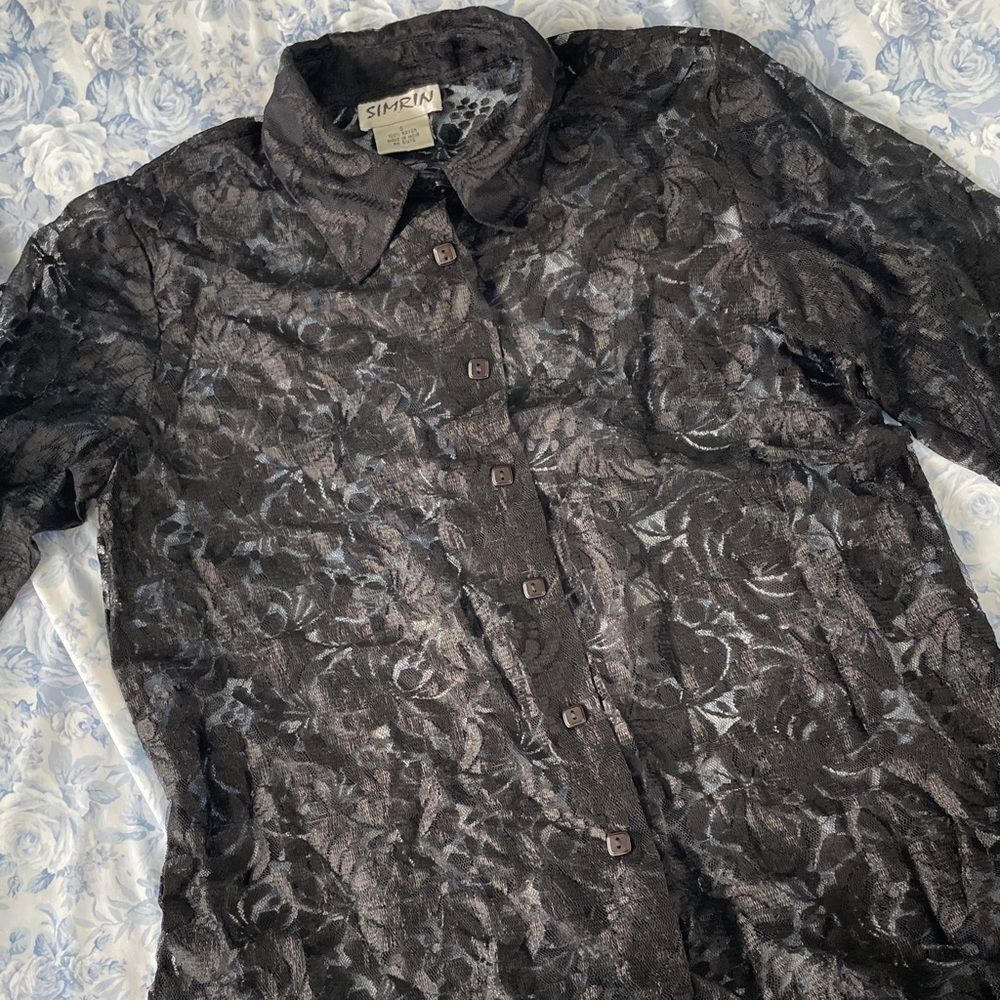 Vintage Lace Shirt Long Sleeved Whimsigoth Dark Fairy Kei Lolita Goth Sexy Black